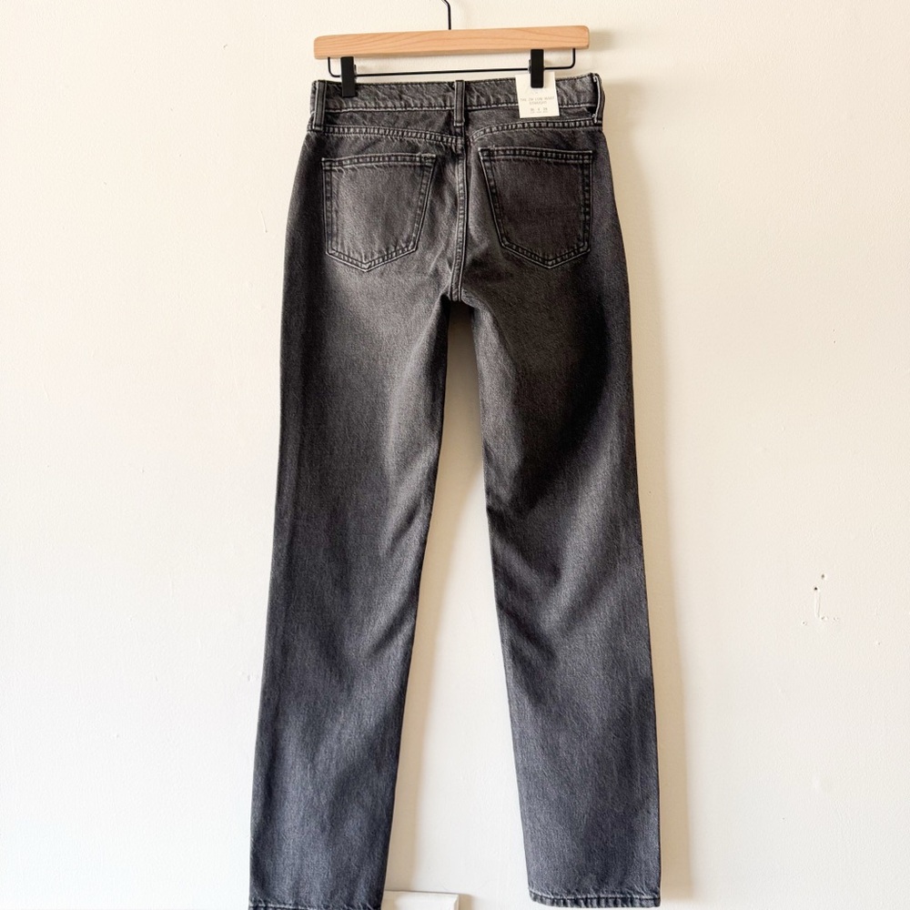 Zara Low Rise Straight Leg Full Length Charcoal Denim Jeans Size 4 - Picture 2 of 10